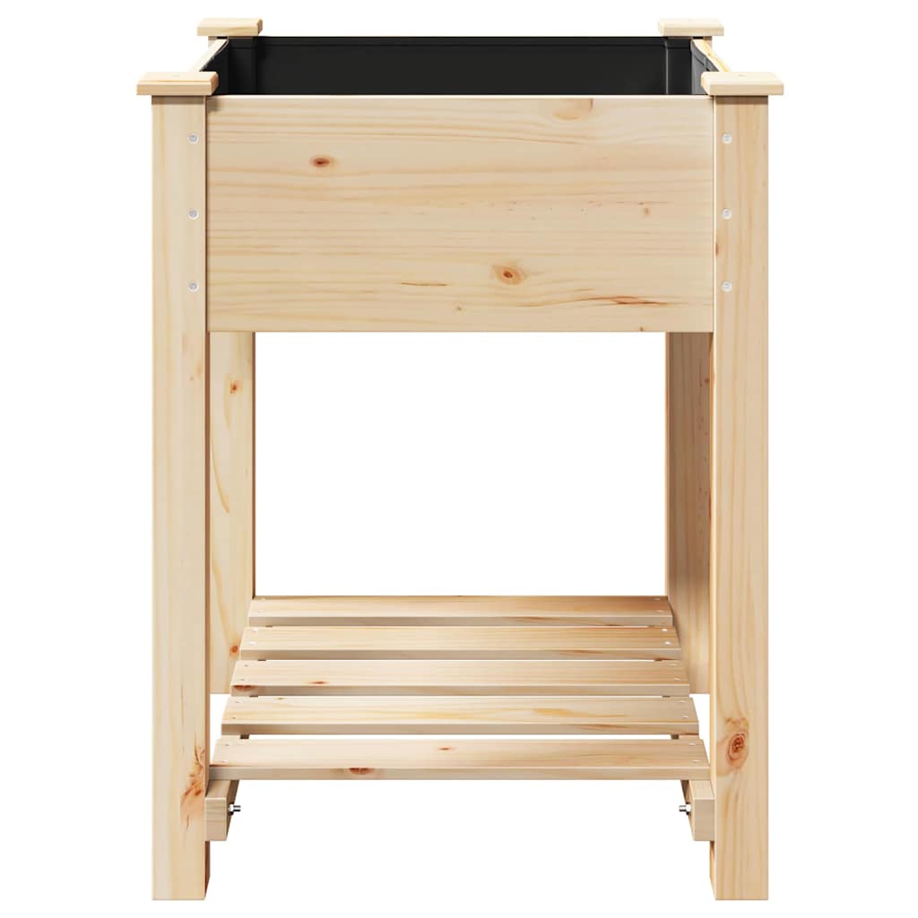 Planter Fir Wood Garden Raised Flower Bed Outdoor Beige Wooden Box 45 X 45 X 76.