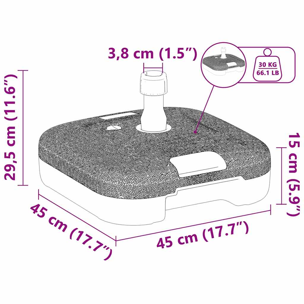 Parasol Base Black 45 X 45 X 29.5 Cm High-Density Polyethylene