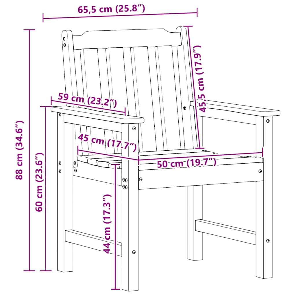 Garden Chair 6 Pcs 65.5 X 59 X 88 Cm Polyethylene