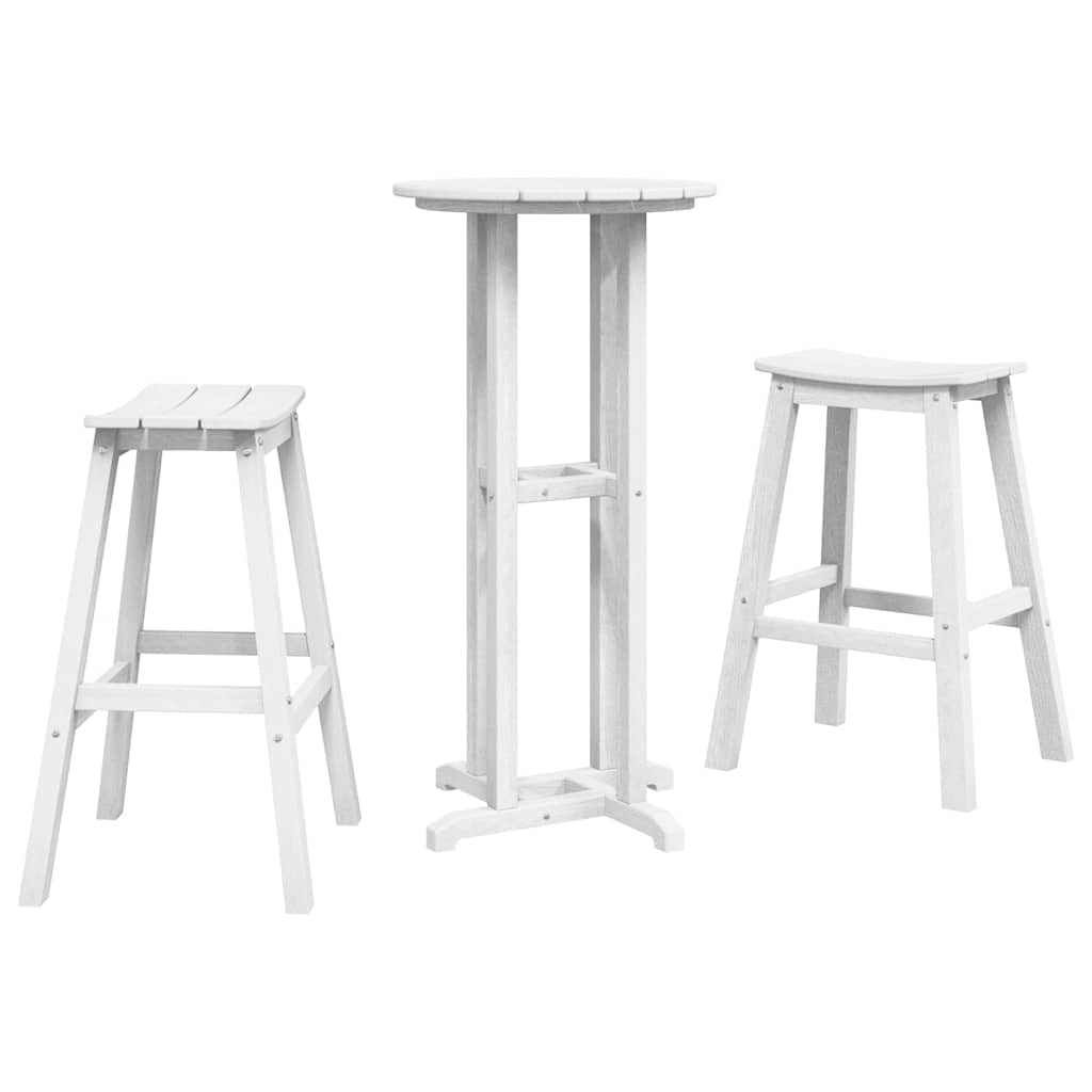 Outdoor Furniture Set Garden Bar 3 Pcs Hdpe White Light Grey Black Removable 55