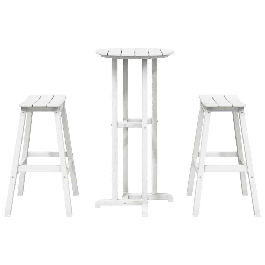 Outdoor Furniture Set Garden Bar 3 Pcs Hdpe White Light Grey Black Removable 55