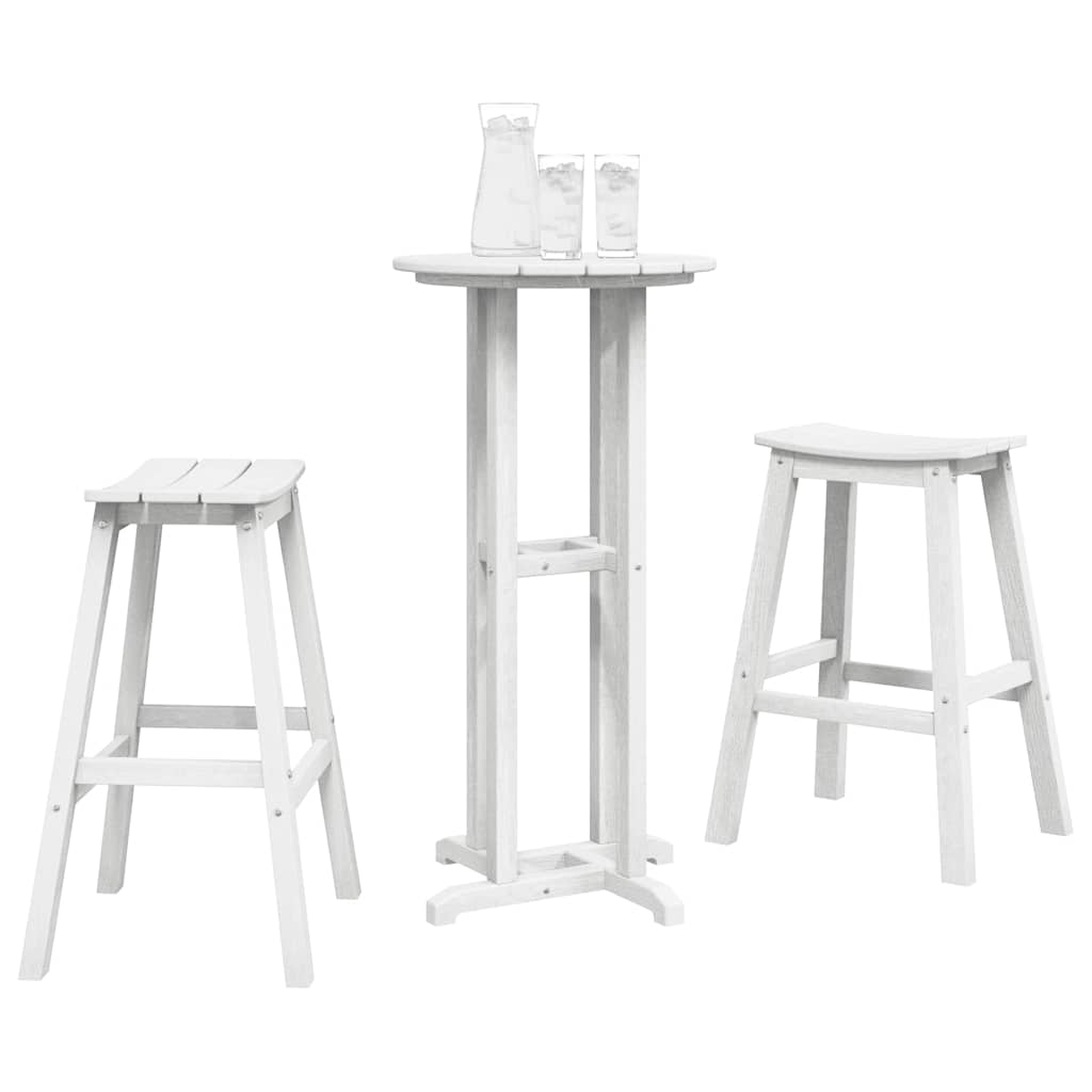 Outdoor Furniture Set Garden Bar 3 Pcs Hdpe White Light Grey Black Removable 55