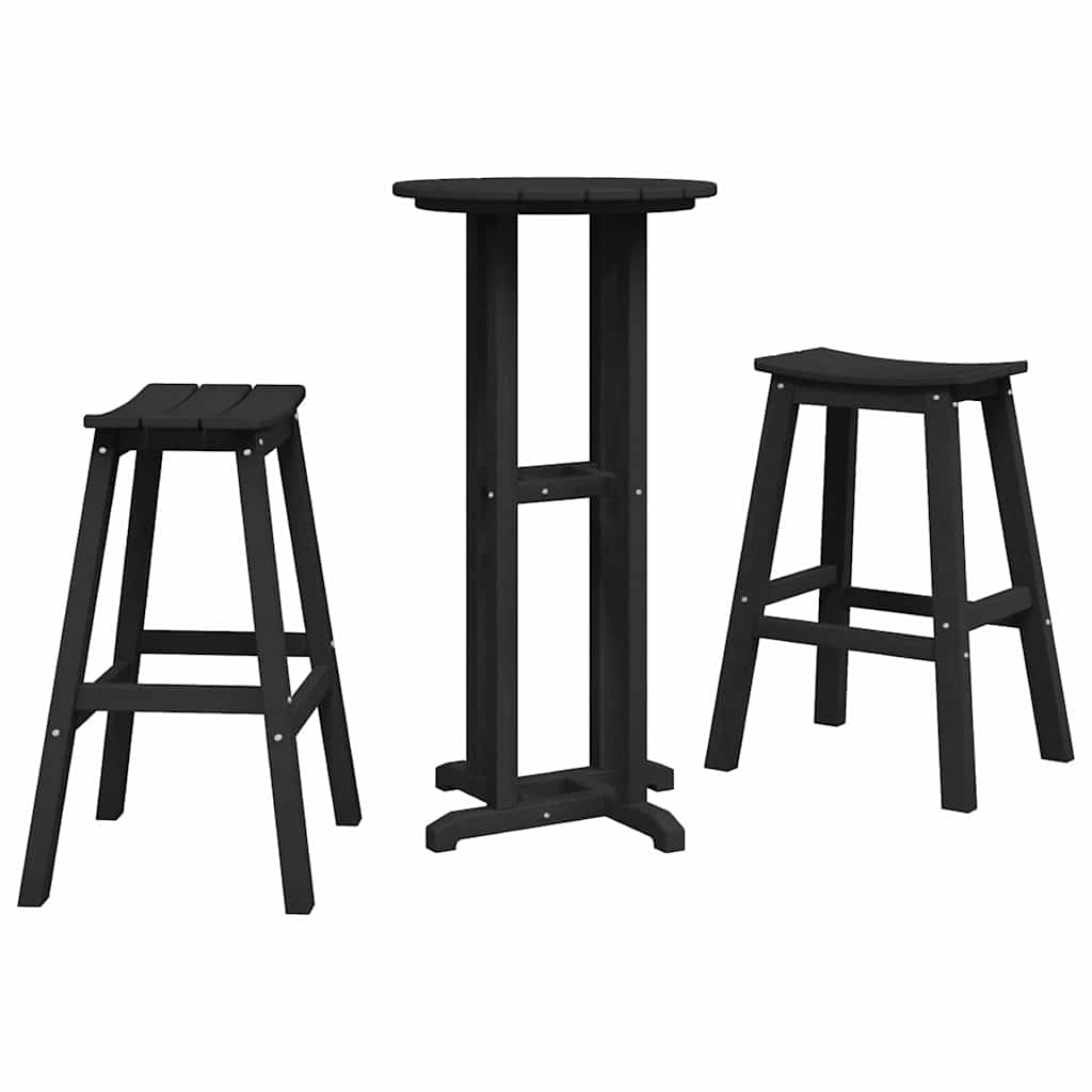 Outdoor Furniture Set Garden Bar 3 Pcs Hdpe White Light Grey Black Removable 55