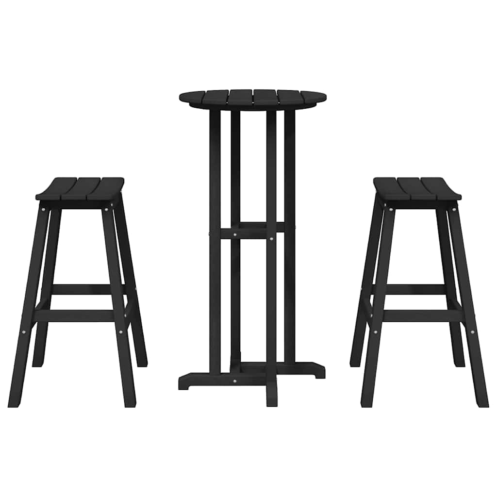 Outdoor Furniture Set Garden Bar 3 Pcs Hdpe White Light Grey Black Removable 55