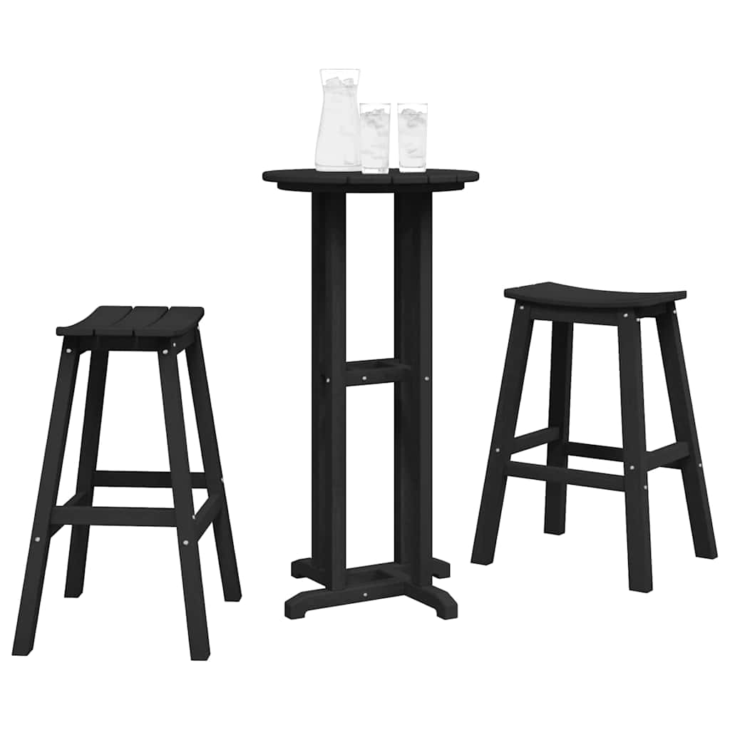 Outdoor Furniture Set Garden Bar 3 Pcs Hdpe White Light Grey Black Removable 55
