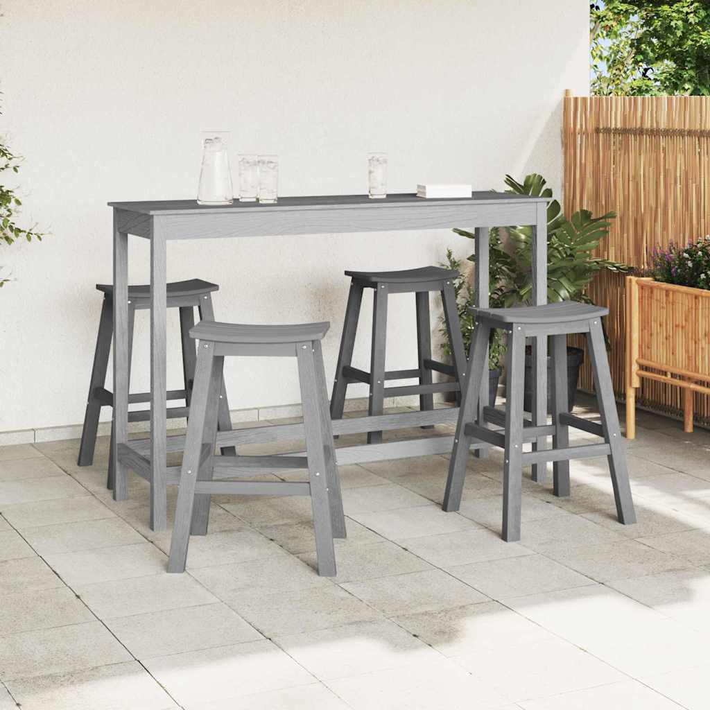 Outdoor Furniture Set Garden Bar 4 Pcs Light Grey Hdpe Removable