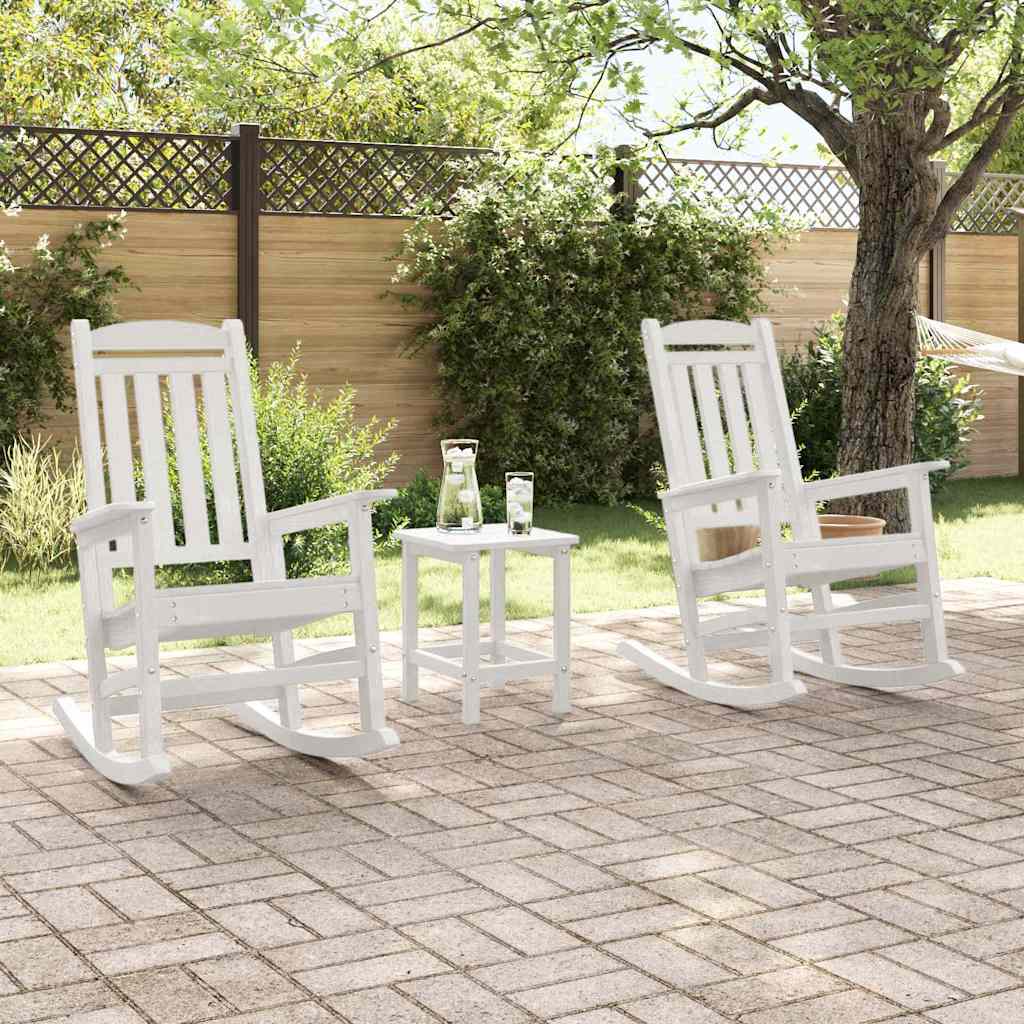 Outdoor Chair Rocking 3 Pcs Polyethylene White Light Grey Black Navy Blue 92 Cm