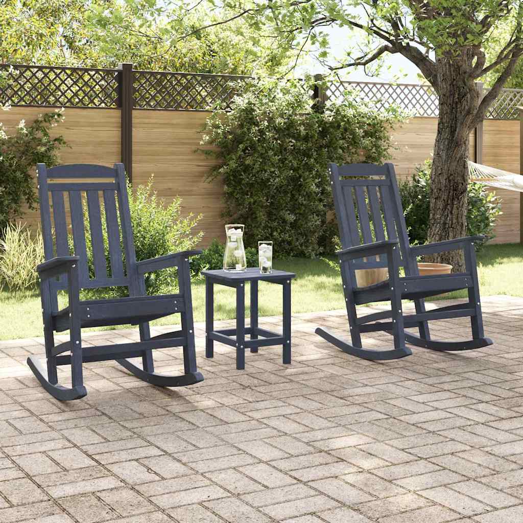 Outdoor Chair Rocking 3 Pcs Polyethylene White Light Grey Black Navy Blue 92 Cm