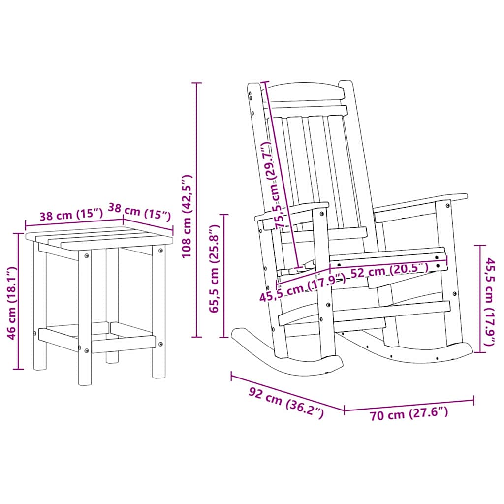 Rocking Chair 3 Pcs Polyethylene