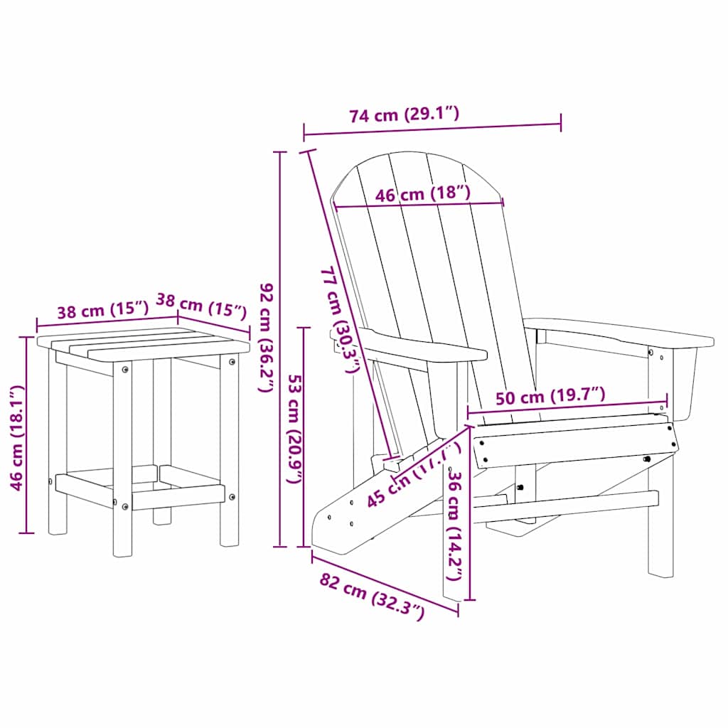 Garden Chair 3 Pcs Polyethylene