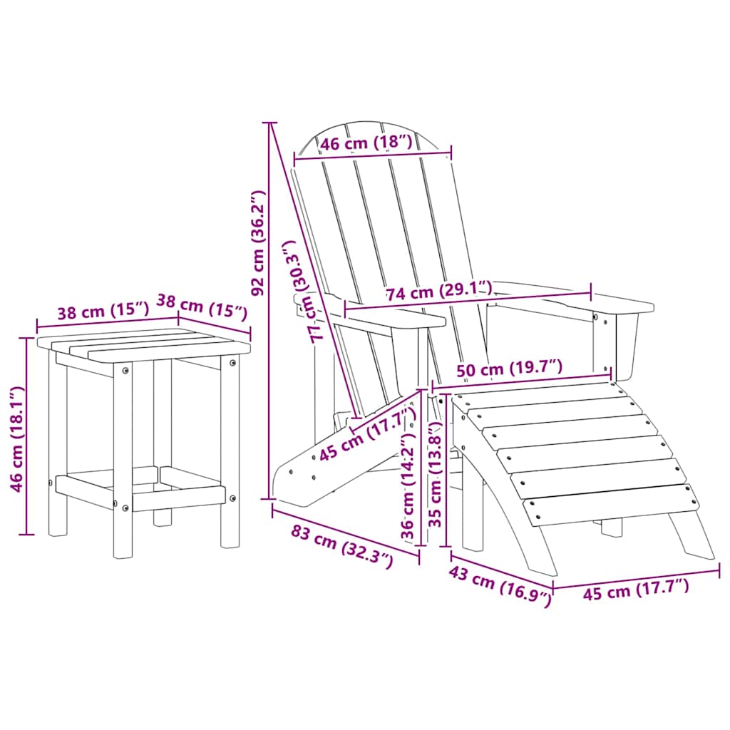 Garden Chair 3 Pcs Polyethylene
