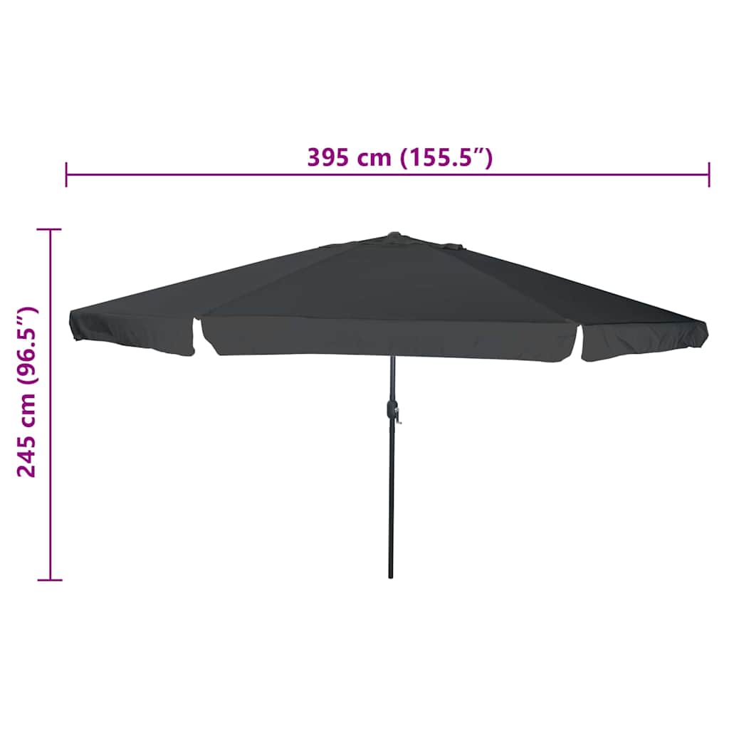 Garden Parasol 394x394cm Large Outdoor Umbrella UV Resistant Black Anthracite 39