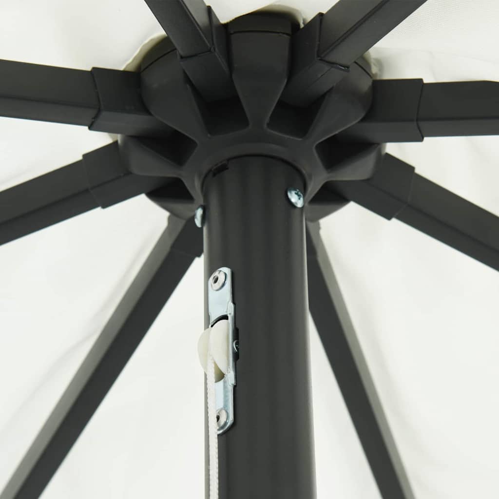 Garden Parasol 395x395cm LED Outdoor Umbrella UV Resistant Black Anthracite Sand