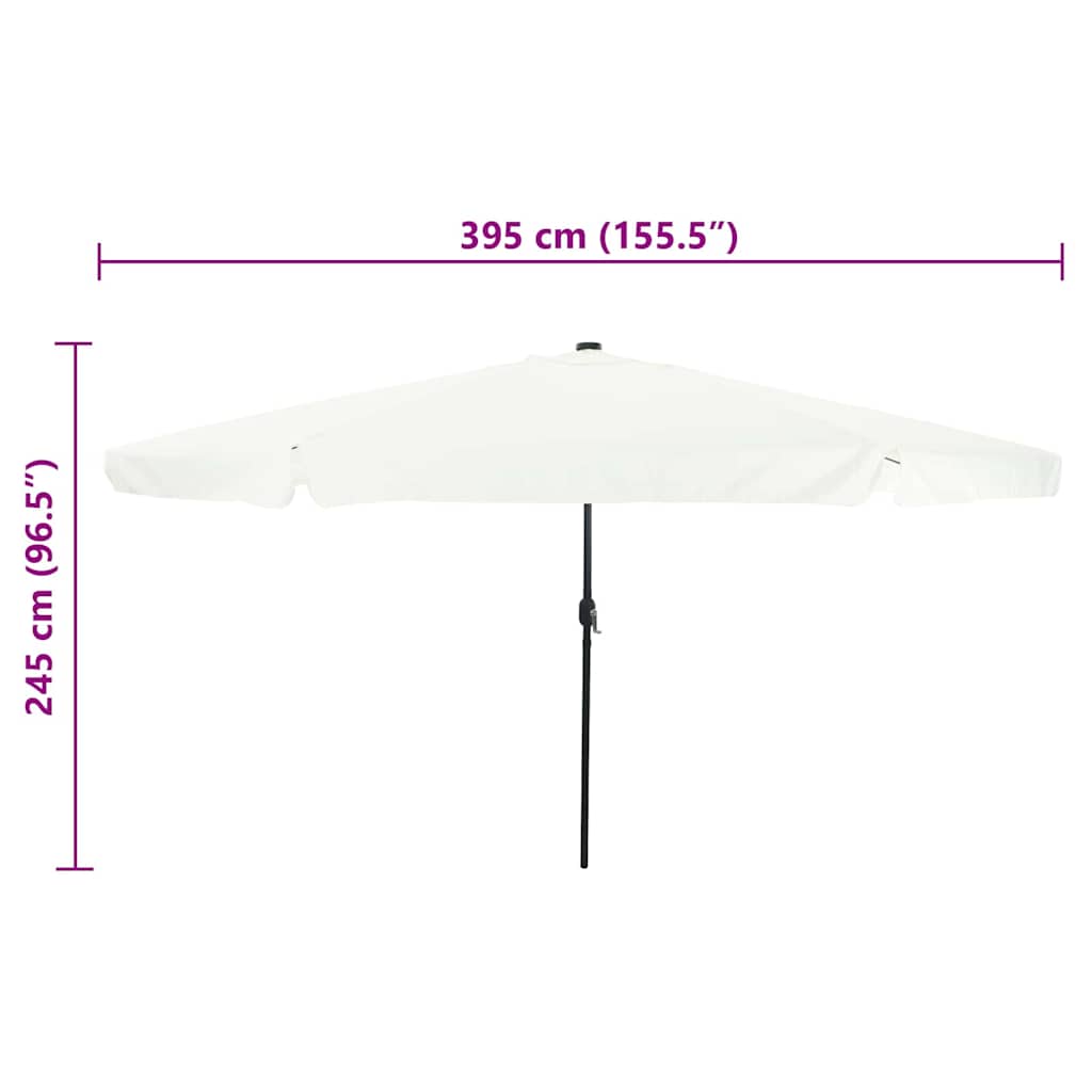 Garden Parasol 395x395cm LED Outdoor Umbrella UV Resistant Black Anthracite Sand