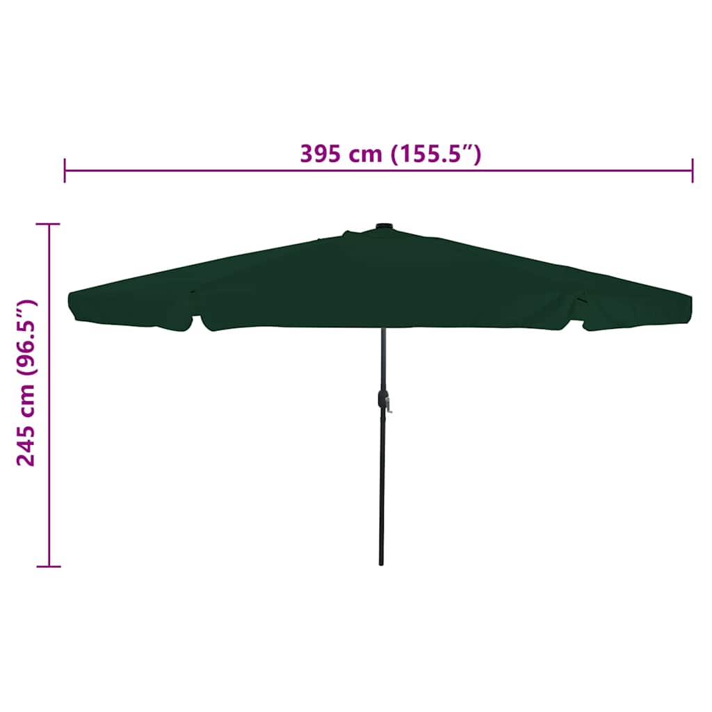 Garden Parasol 395x395cm LED Outdoor Umbrella UV Resistant Black Anthracite Sand