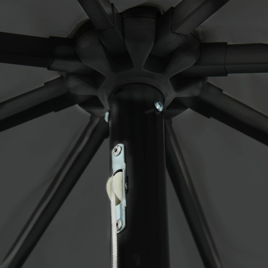 Garden Parasol 395x395cm LED Outdoor Umbrella UV Resistant Black Anthracite Sand