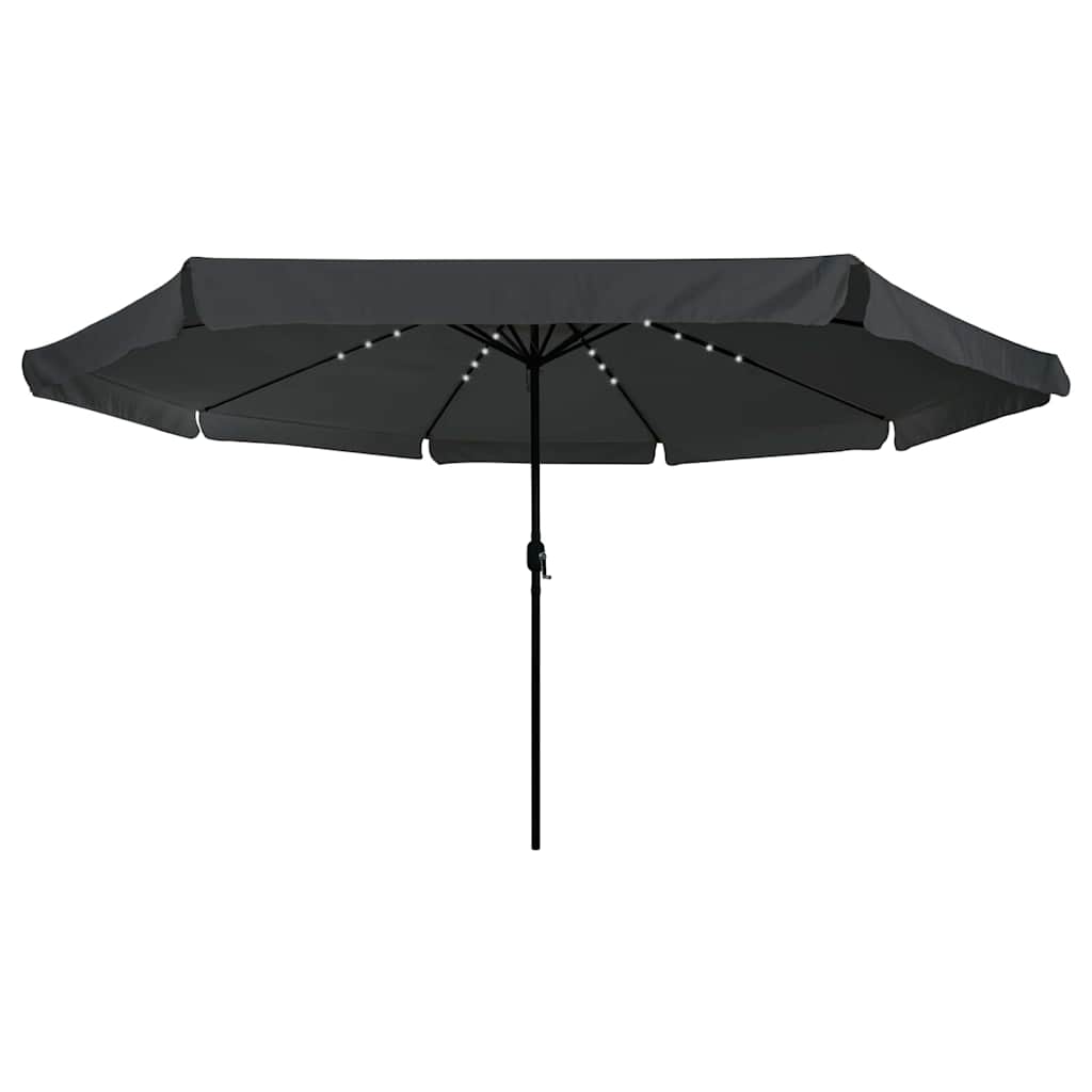 Garden Parasol 395x395cm LED Outdoor Umbrella UV Resistant Black Anthracite Sand