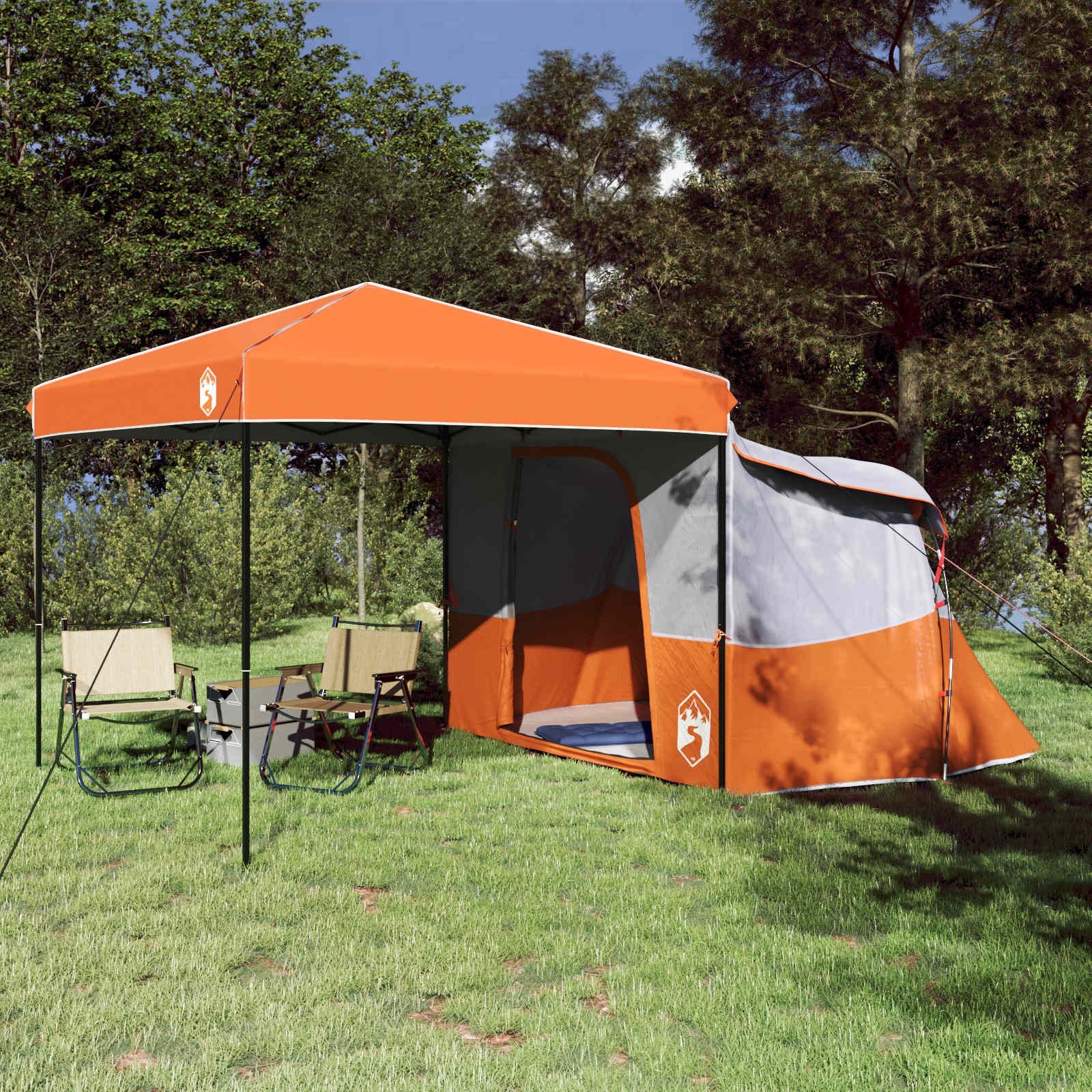 Camping Tent Set Folding 2 Pcs Taffeta And Fabric
