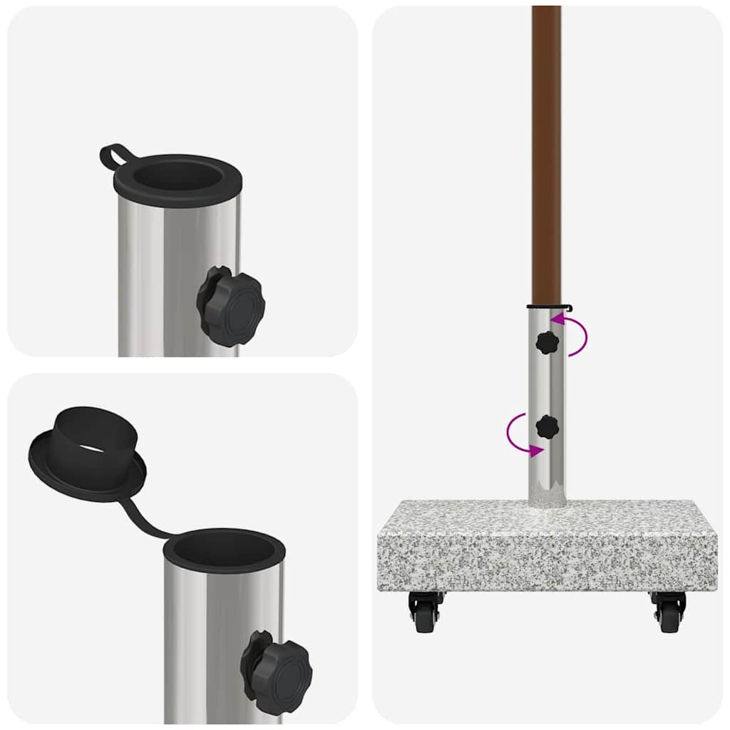 Outdoor Umbrella Bases Parasol Base Granite 25 Kg Rectangular Grey Black 45 cm