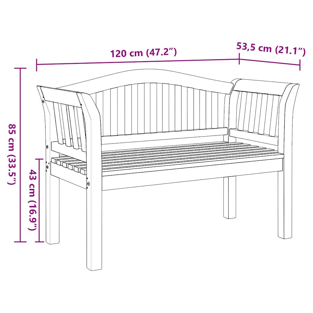 Bench Brown 120 X 53.5 X 85 Cm Solid Teak Wood