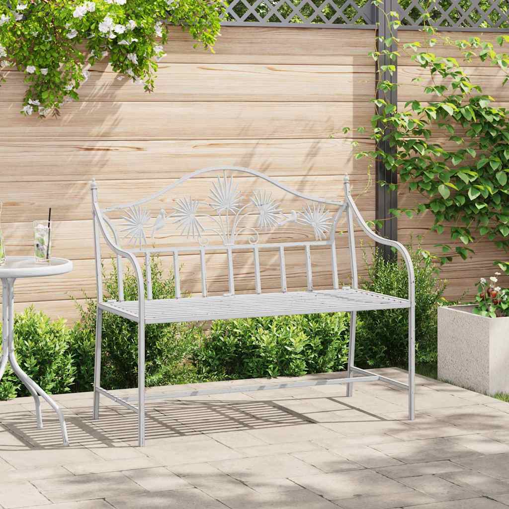 Outdoor Bench Steel Garden 104cm Patio Park Seat Weather Resistant Black Heavy W