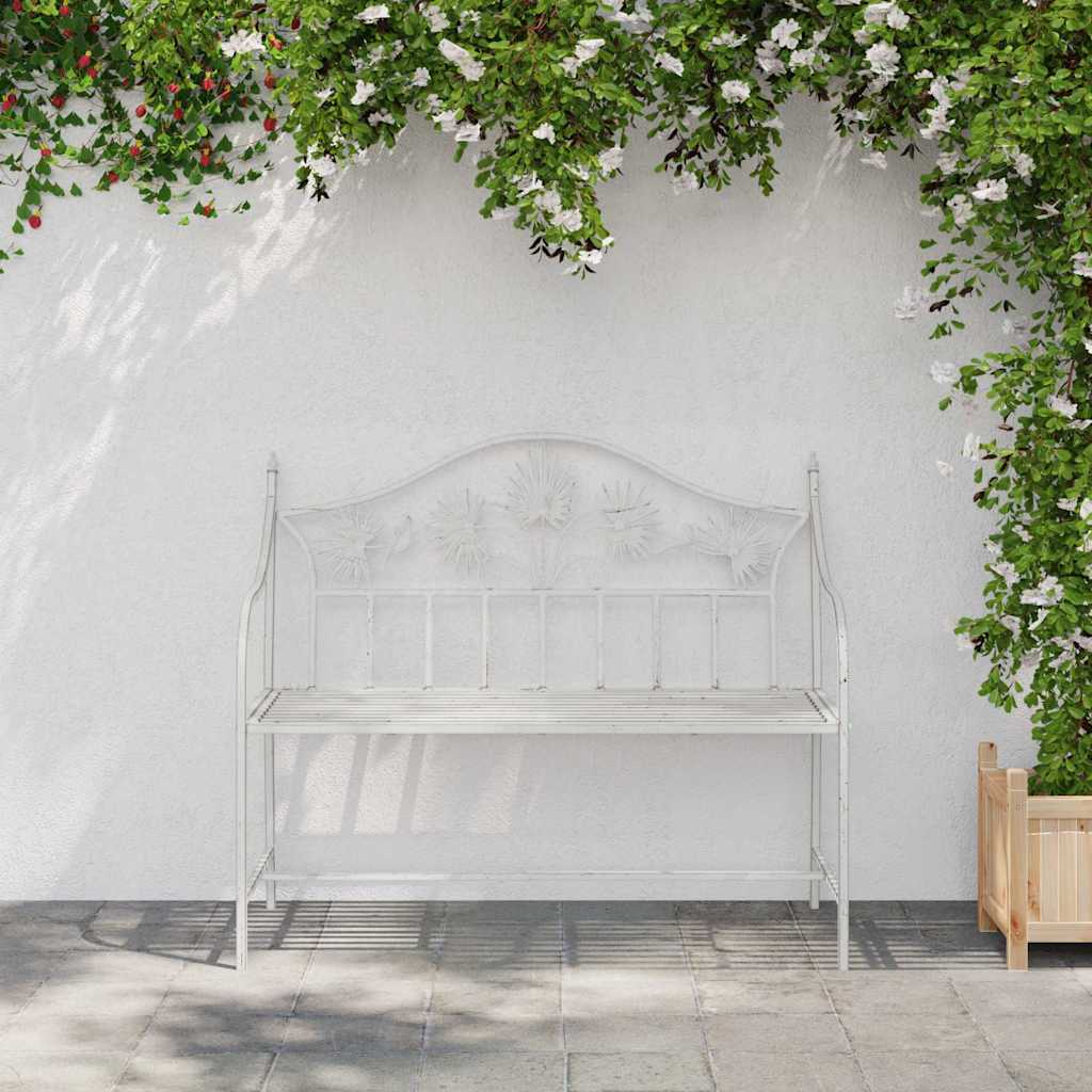 Outdoor Bench Steel Garden 104cm Patio Park Seat Weather Resistant Black Heavy W