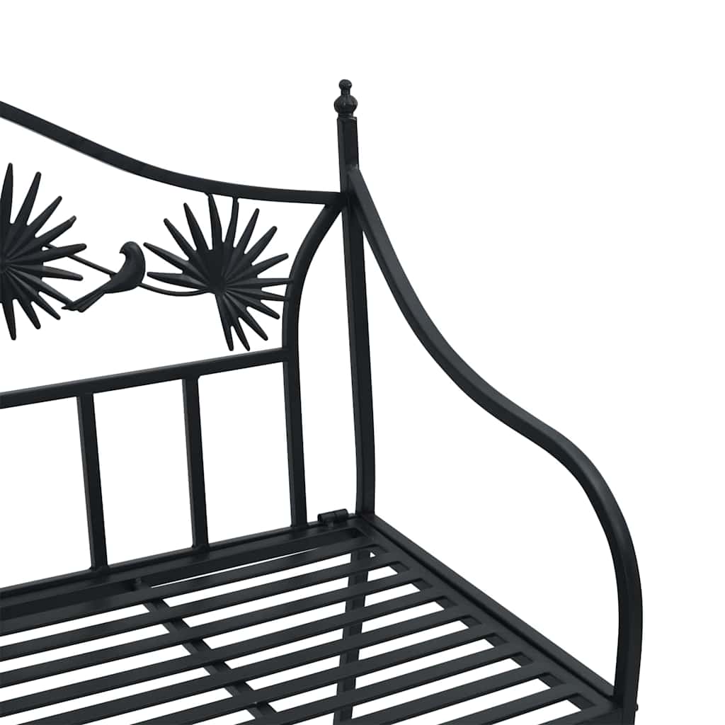 Outdoor Bench Steel Garden 104cm Patio Park Seat Weather Resistant Black Heavy W