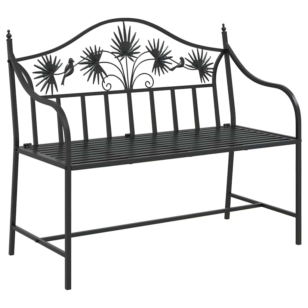 Outdoor Bench Steel Garden 104cm Patio Park Seat Weather Resistant Black Heavy W