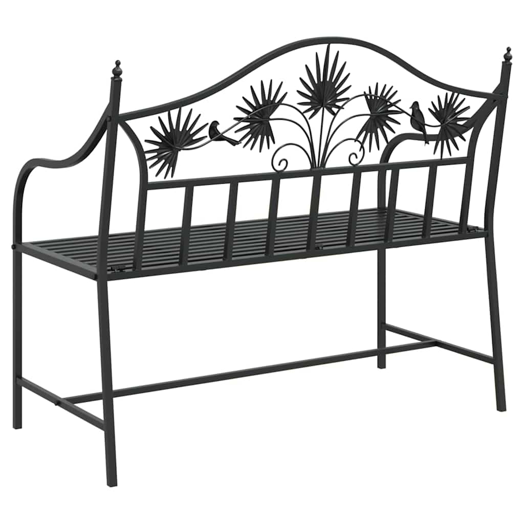 Outdoor Bench Steel Garden 104cm Patio Park Seat Weather Resistant Black Heavy W