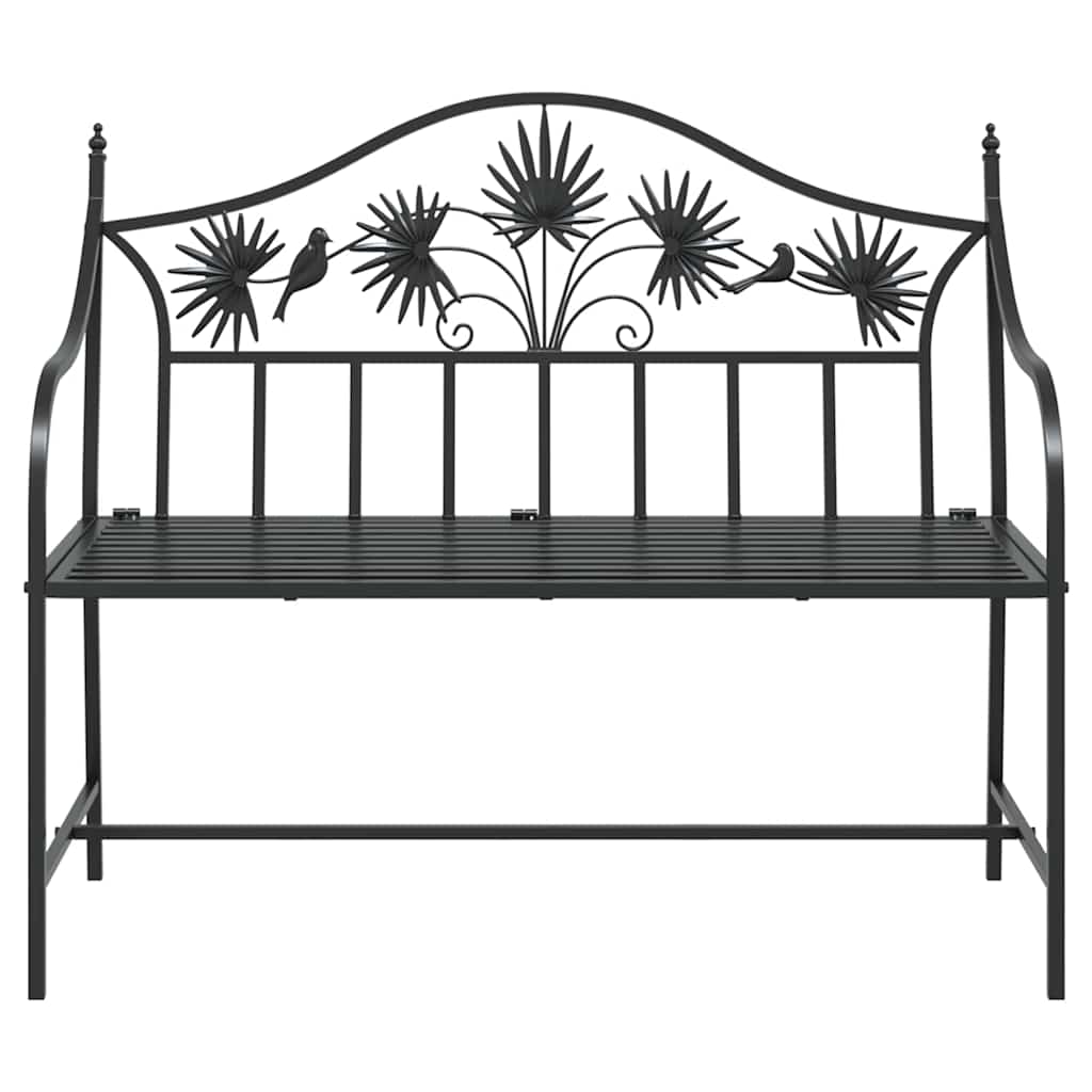 Outdoor Bench Steel Garden 104cm Patio Park Seat Weather Resistant Black Heavy W