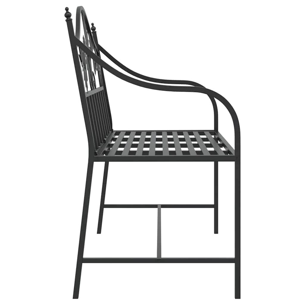 Outdoor Bench Steel Garden 104cm Patio Park Seat Weather Resistant Black Heavy W