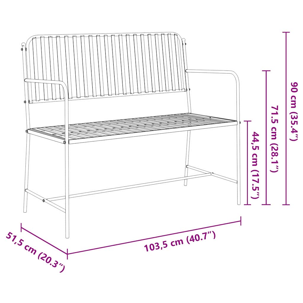 Garden Bench 103.5 X 51.5 X 90 Cm Steel