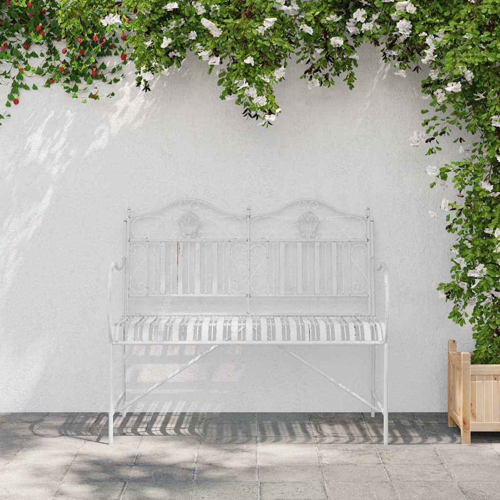 Outdoor Bench Antique Steel Garden Vintage Patio Park Seat Weather Resistant Bla