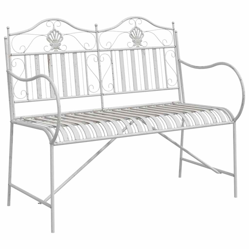 Outdoor Bench Antique Steel Garden Vintage Patio Park Seat Weather Resistant Bla