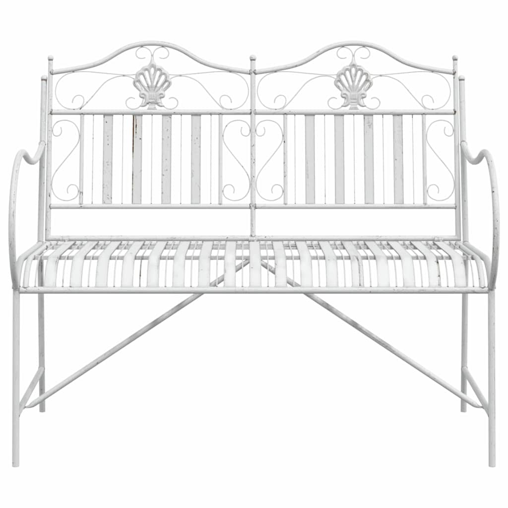 Outdoor Bench Antique Steel Garden Vintage Patio Park Seat Weather Resistant Bla