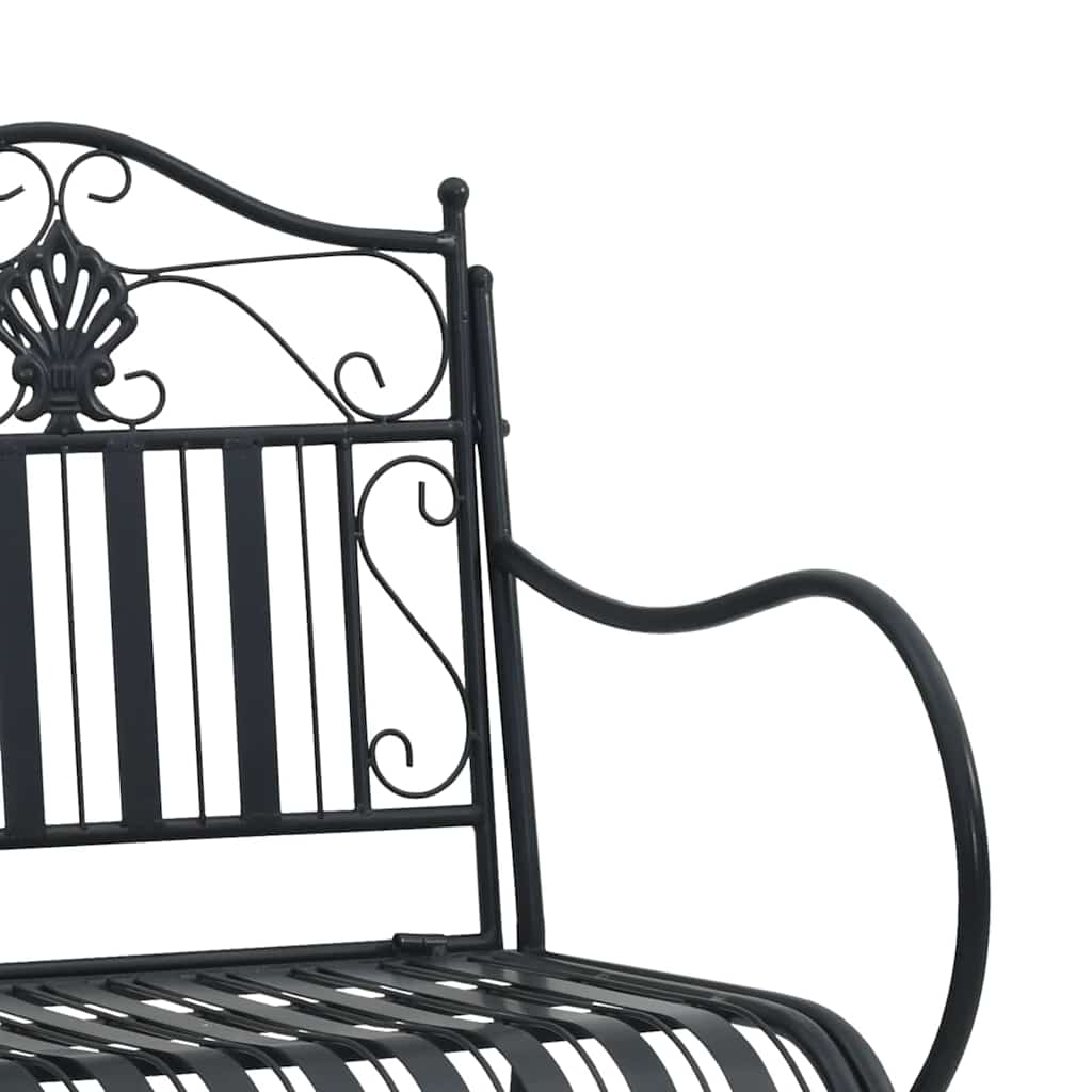 Outdoor Bench Antique Steel Garden Vintage Patio Park Seat Weather Resistant Bla