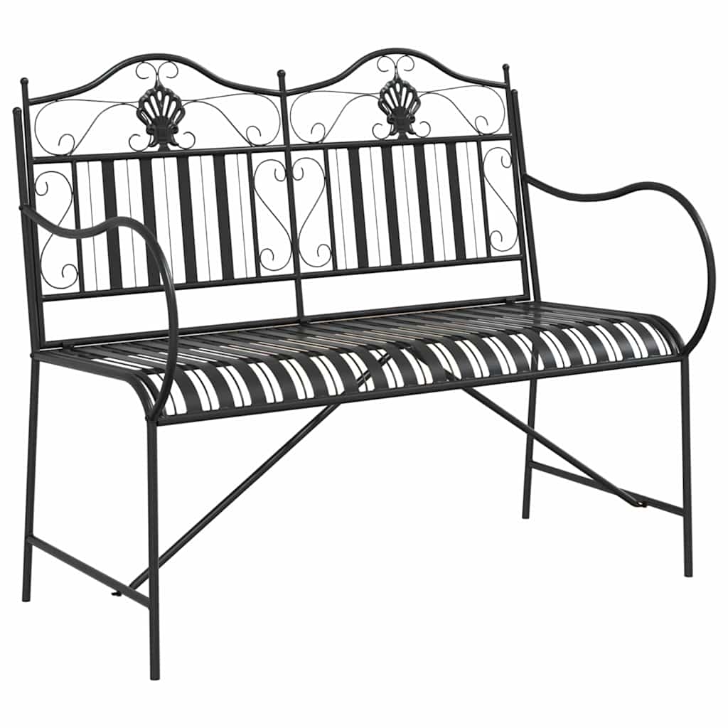 Outdoor Bench Antique Steel Garden Vintage Patio Park Seat Weather Resistant Bla
