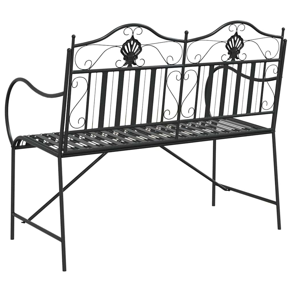 Outdoor Bench Antique Steel Garden Vintage Patio Park Seat Weather Resistant Bla