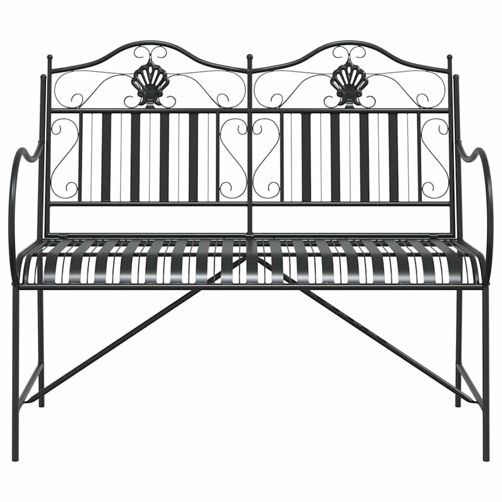 Outdoor Bench Antique Steel Garden Vintage Patio Park Seat Weather Resistant Bla