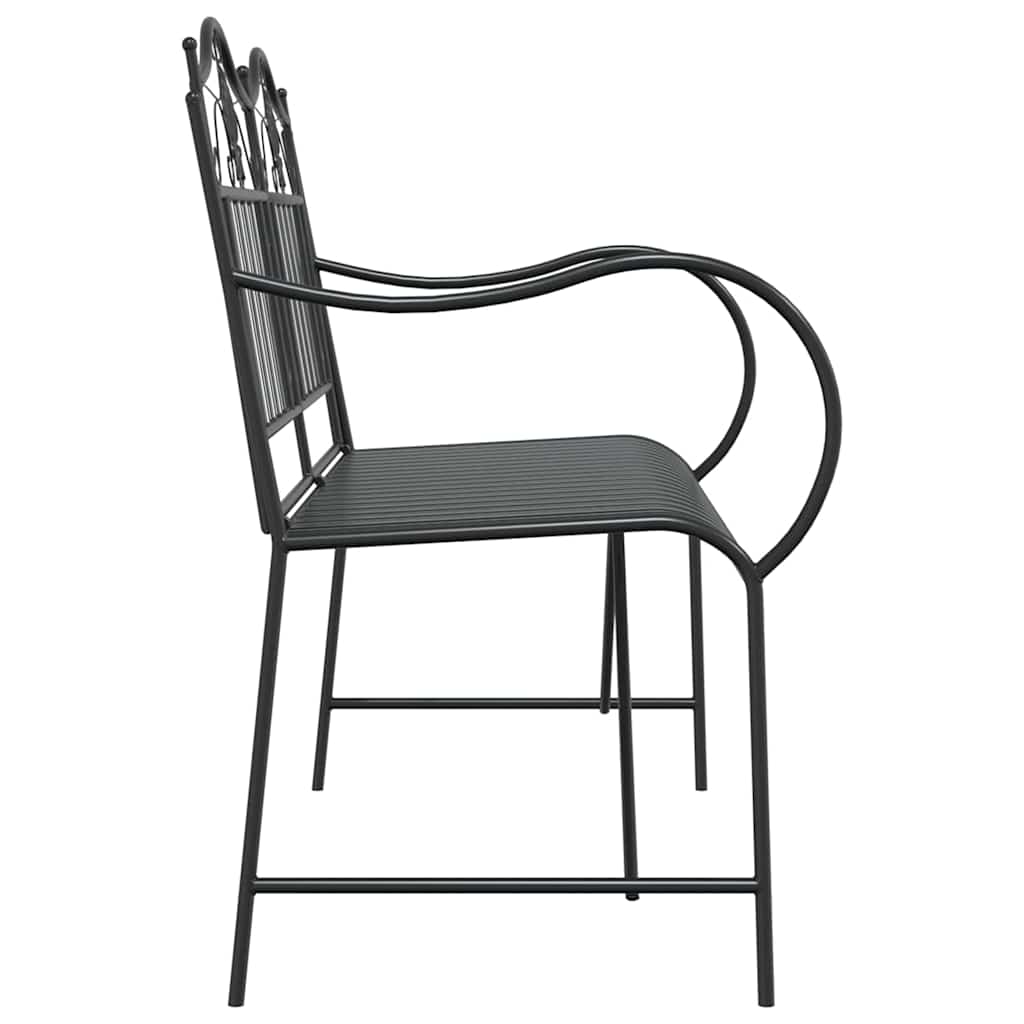 Outdoor Bench Antique Steel Garden Vintage Patio Park Seat Weather Resistant Bla