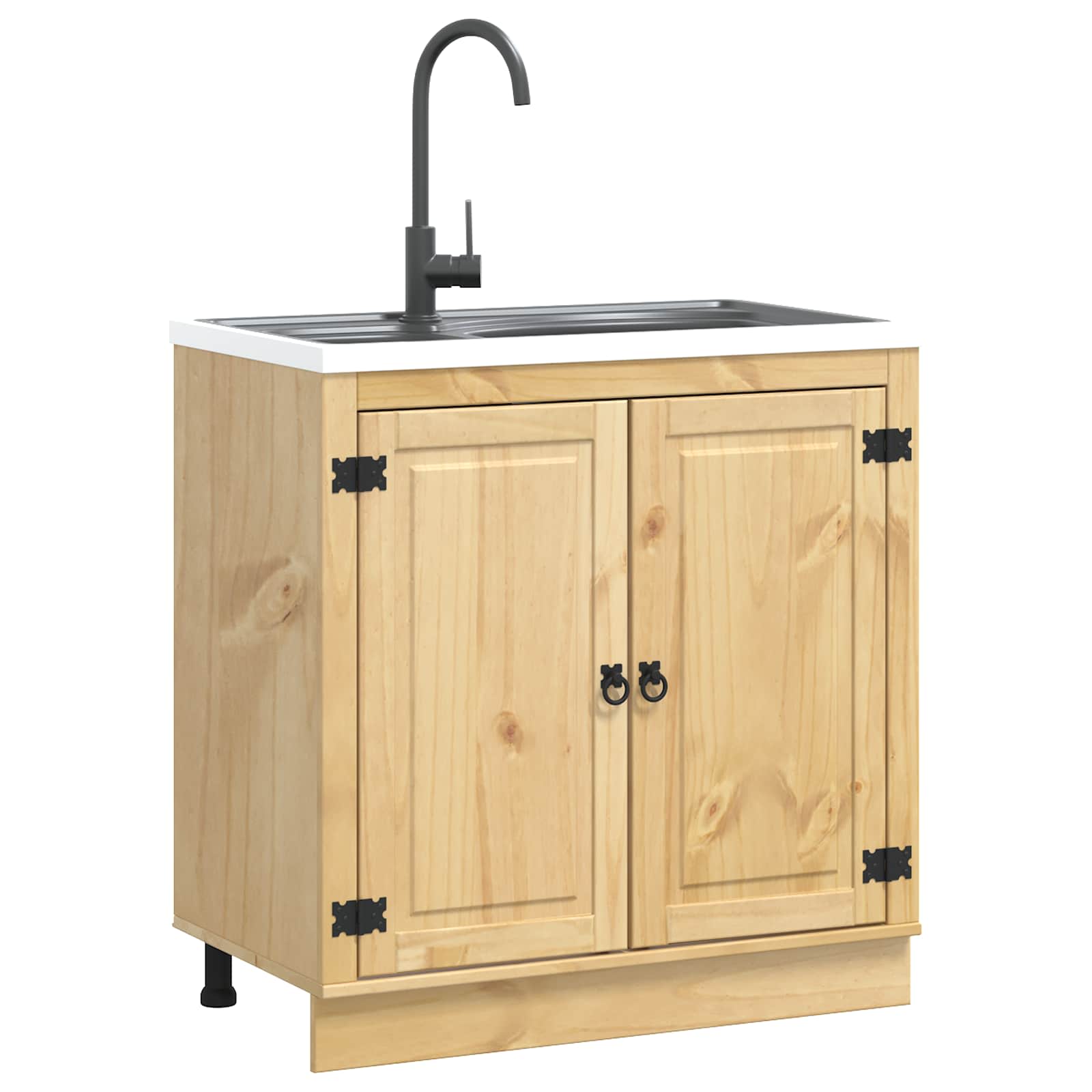 Cabinet Ski 66 X 58 X 207 Cm Solid Pine Wood