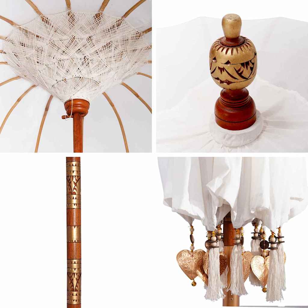Balinese Parasol Cream 220 X 220 X 260 Cm Cotton And Solid Wood