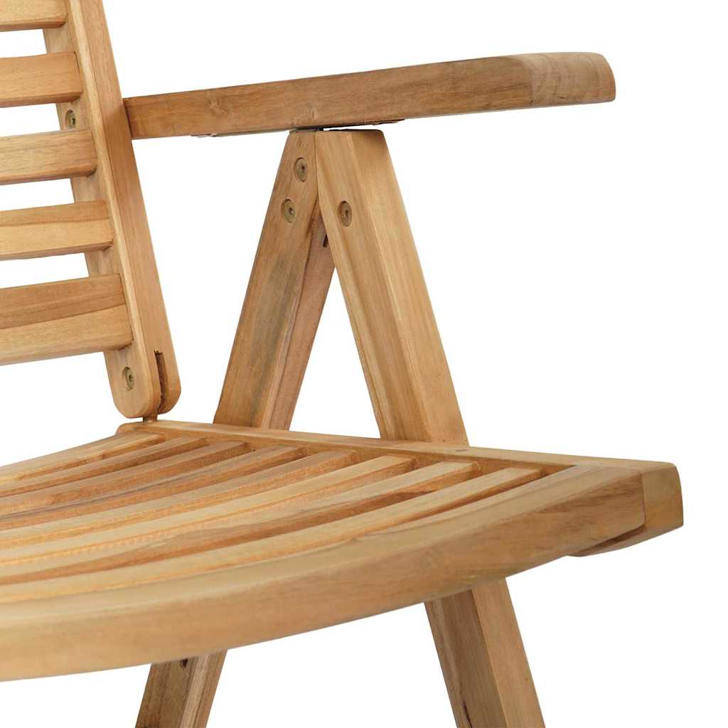 Chair Folding 2 Pcs Brown 64.5 X 52 X 108 Cm Solid Teak Wood