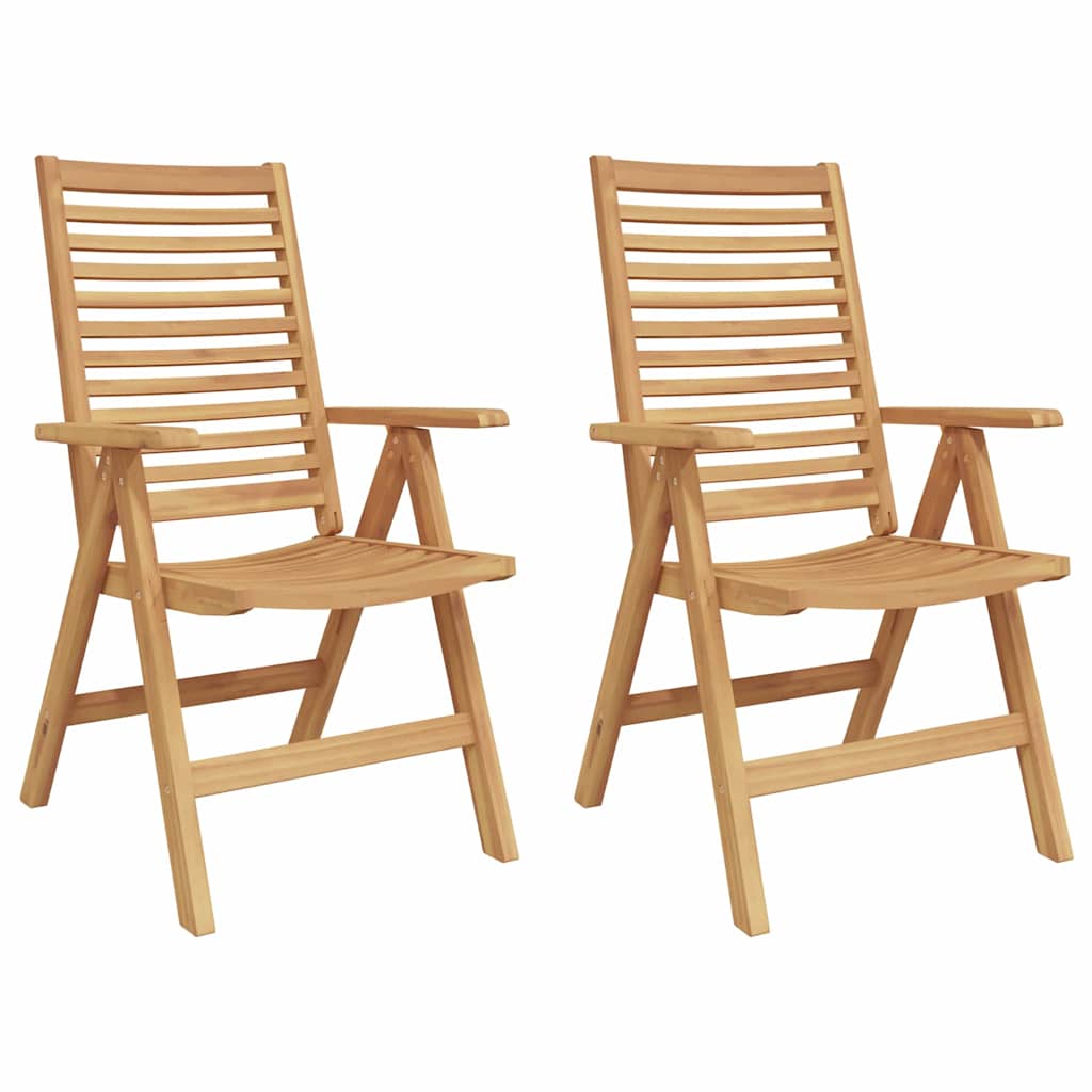 Chair Folding 2 Pcs Brown 64.5 X 52 X 108 Cm Solid Teak Wood