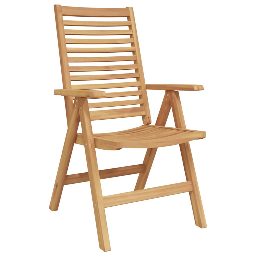 Chair Folding 2 Pcs Brown 64.5 X 52 X 108 Cm Solid Teak Wood