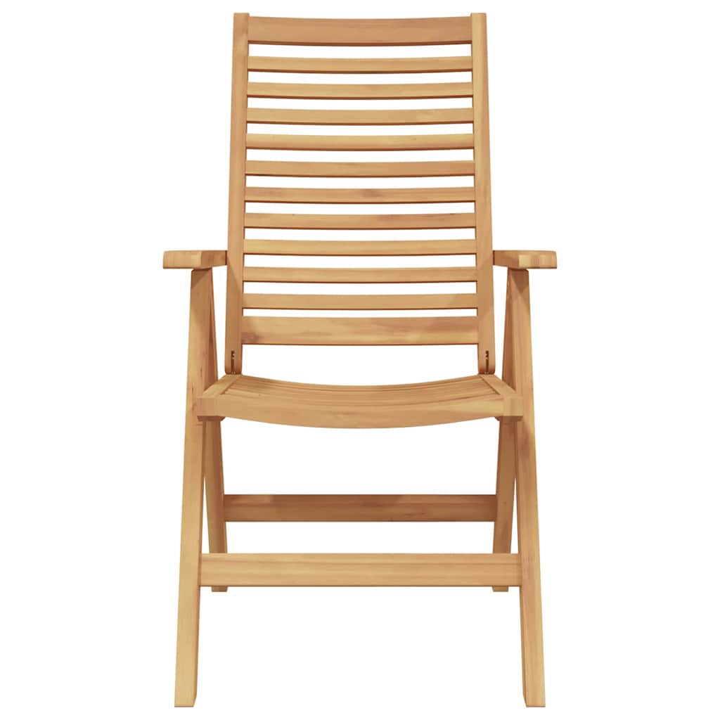 Chair Folding 2 Pcs Brown 64.5 X 52 X 108 Cm Solid Teak Wood