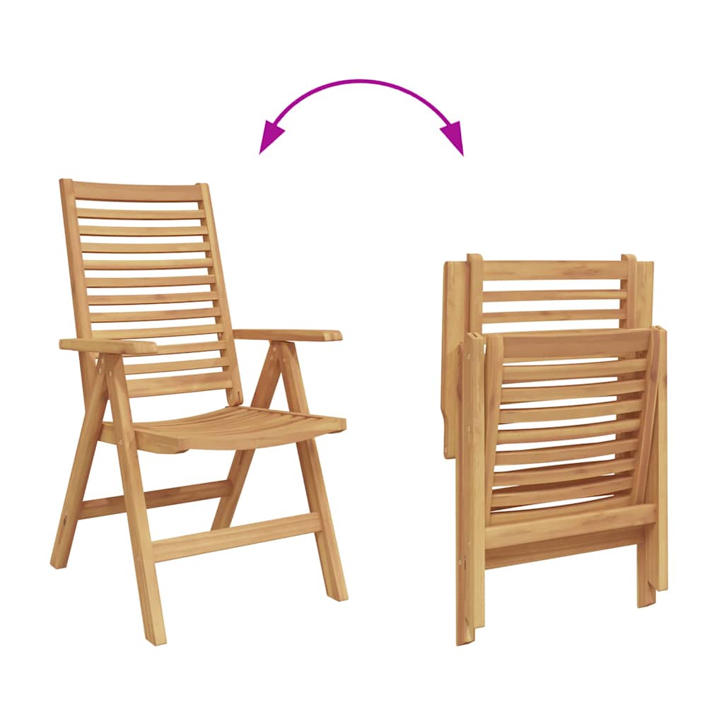 Chair Folding 2 Pcs Brown 64.5 X 52 X 108 Cm Solid Teak Wood