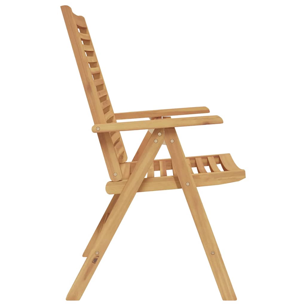 Chair Folding 2 Pcs Brown 64.5 X 52 X 108 Cm Solid Teak Wood