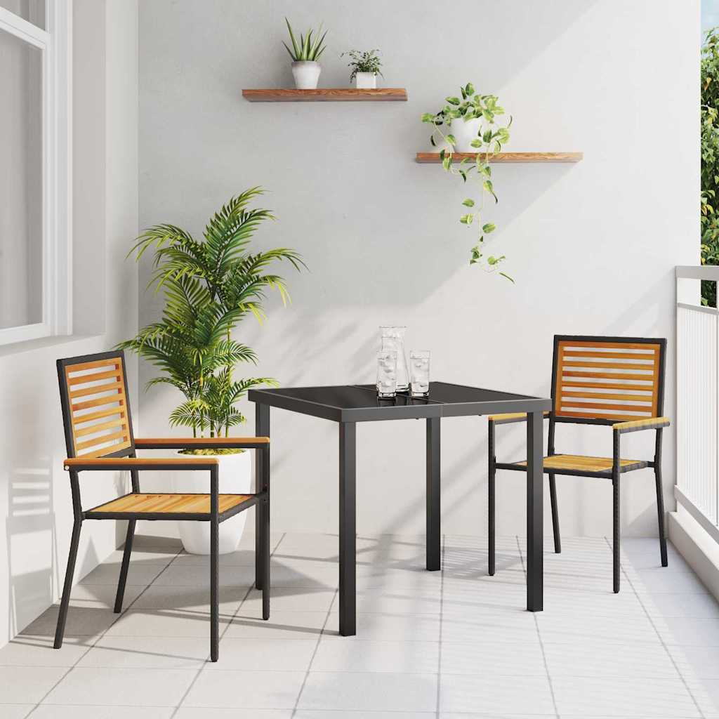 Garden Stacking Chairs 2 Pcs Cream And Brown 54 X 56 X 90 Cm