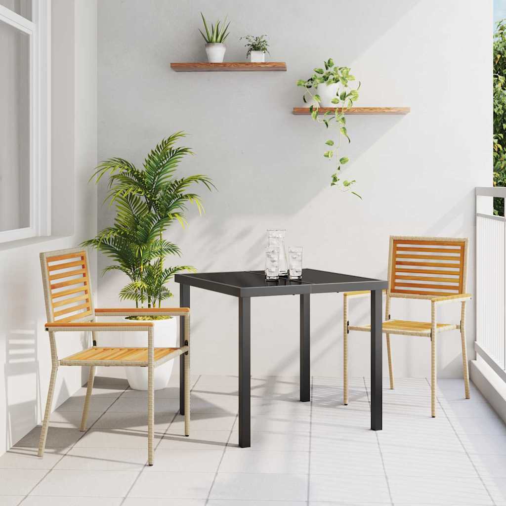 Garden Stacking Chairs 2 Pcs Cream And Brown 54 X 56 X 90 Cm